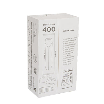 PETITES CUILLÈRES POUR GLACES EN SACHET 'PAPER SPOON' 590 G/M2 9,4 CM BLANC CARTON (400 UNITÉS)