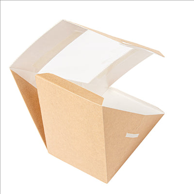 BOÎTES SANDWICH AVEC FENÊTRE - TRIPLE 'THEPACK' 220 G/M2 + OPP 12,4x12,4x8,3 CM NATUREL CARTON ONDULÉ NANO-MICRO (500 UNITÉS)