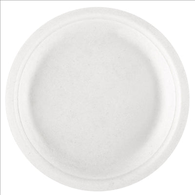 ASSIETTES 'BIONIC'  Ø 18x1,8 CM BLANC BAGASSE (1000 UNITÉS)