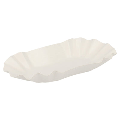 PLATEAUX OVALES  320 G/M2 22x14x3,75 CM BLANC CARTON (1000 UNITÉS)