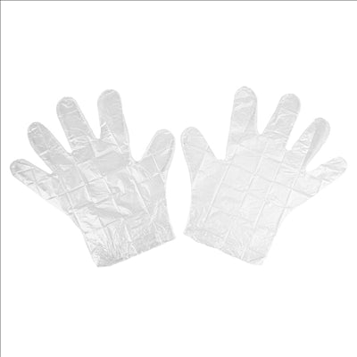 PAIRE DE GANTS ENVELOPPÉS INDIVIDUELLEMENT  26,5x14 CM TRANSPARENT PE (500 UNITÉS)