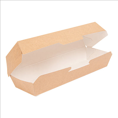 COQUILLES "HOT DOG" 'THEPACK' 220 G/M2 23,2x9x6,3 CM NATUREL CARTON ONDULÉ NANO-MICRO (450 UNITÉS)