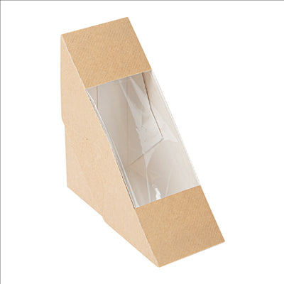 BOÎTES SANDWICH AVEC FENÊTRE - SIMPLE 'THEPACK' 220 G/M2 + OPP 12,4x12,4x5,5 CM NATUREL CARTON ONDULÉ NANO-MICRO (500 UNITÉS)