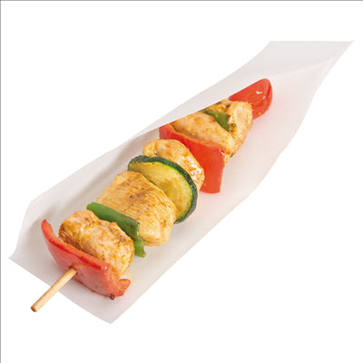 SACHETS OUVERTS BROCHETTES, HOT DOGS 'OPEN PACK' 50 G/M2 + 20 LDPE 22x7,6 CM BLANC KRAFT (100 UNITÉS)