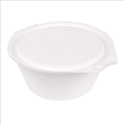 RÉCIPIENTS AVEC CHARNIERE 'BIONIC' 1300 ML 20x13,5x8 CM BLANC BAGASSE (300 UNITÉS)