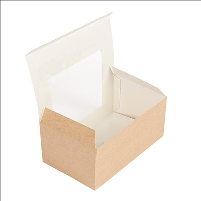 BOÎTES PÂTISSERIES AVEC FENÊTRE 'THEPACK' 240 G/M2 + OPP 18x11x8 CM NATUREL CARTON ONDULÉ NANO-MICRO (400 UNITÉS)