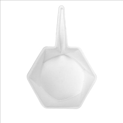 RÉCIPIENTS HEXAGONALES 'BIONIC'  5,5x1,5 CM BLANC BAGASSE (1000 UNITÉS)