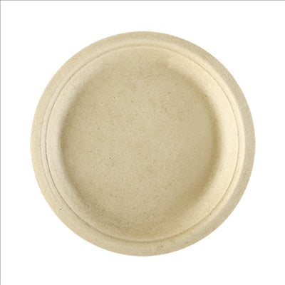 ASSIETTES 'BIONIC'  Ø 26x2,1 CM NATUREL BAGASSE (500 UNITÉS)