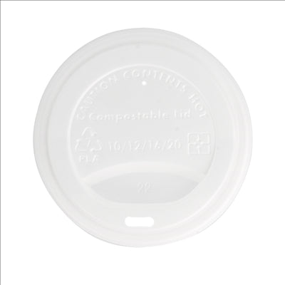 COUVERCLES POUR GOBELETS 360 ML 'BIODEGRADABLE'  BLANC CPLA (1000 UNITÉS)