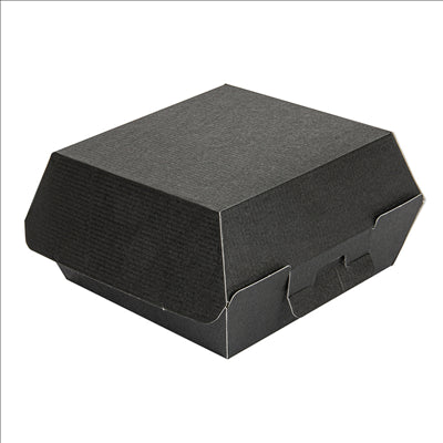 BOÎTES HAMBURGER 'THEPACK' 230 G/M2 13x12,5x6,2 CM (S) NOIR CARTON ONDULÉ NANO-MICRO (450 UNITÉS)