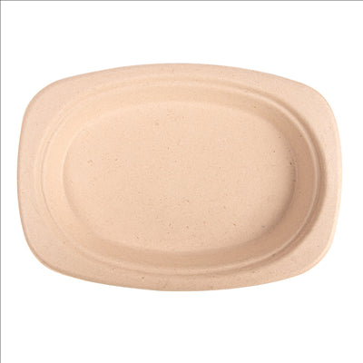 ASSIETTES OVALES 'BIONIC'  23,3x16,5x2 CM NATUREL BAGASSE (800 UNITÉS)