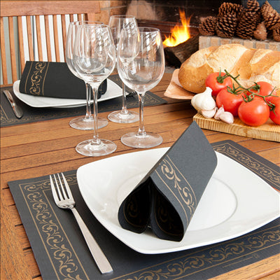 SETS DE TABLE 'TROYA' 48 G/M2 31x43 CM NOIR CELLULOSE (2000 UNITÉS)