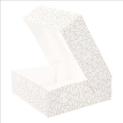 BOÎTES PÂTISSERIES AVEC FENÊTRE 'THEPACK DECO' 250 G/M2 + OPP 23x23x7,5 CM BLANC CARTON ONDULÉ NANO-MICRO (50 UNITÉS)