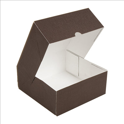 BOÎTES PATISSERIES SANS FENÊTRE 'THEPACK' 250 G/M2 18x18x7,5 CM CHOCOLAT CARTON ONDULÉ NANO-MICRO (200 UNITÉS)