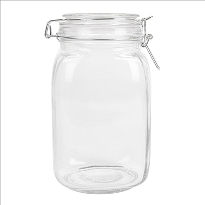 POT STOCKAGE + FERMETURE CLIP 1,5 L Ø 10,5x19,5 CM TRANSPARENT VERRE (12 UNITÉS)