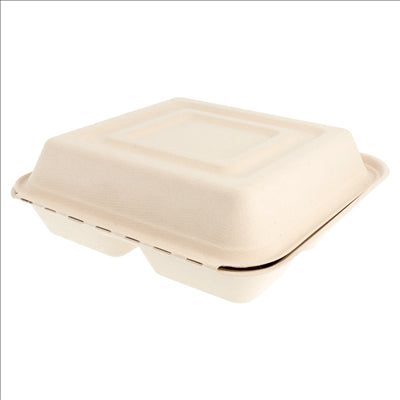 COQUILLES "L" 3 COMPART. 'BIONIC'  25x25x7,5 CM NATUREL BAGASSE (250 UNITÉS)