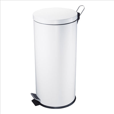 POUBELLE À PÉDALE AVEC RÉCEPTACLE INTÉRIEUR 12 L Ø 25x38 CM BLANC ACIER (1 UNITÉ)