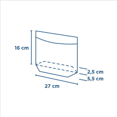 RÉCIPIENTS AVEC BASE ET FENÊTRE 'TURTLE PACK' 50 G/M2 + 15 PP 27+5,5/2,5x16 CM BLANC KRAFT (100 UNITÉS)