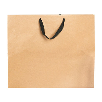 SACS SOS AVEC ANSES EN COTON NOIR  110 G/M2 52+10x42 CM NATUREL KRAFT (50 UNITÉS)