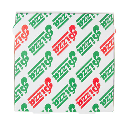 BOÎTES PIZZA 'THEPACK' 330 G/M2 26x26x3,8 CM BLANC CARTON ONDULÉ MICROCANAL (100 UNITÉS)