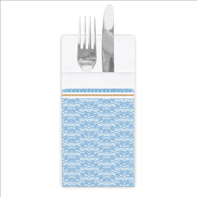 SERVIETTES KANGOUROU 'LIKE LINEN - AZUR' 70 G/M2 40x40 CM BLANC/BLEU SPUNLACE (700 UNITÉS)