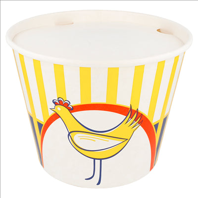 CONTAINERS POULET + COUVERCLES 4500 ML 15PE + 380 + 18PE G/M2 Ø 21,6/16x16,8 CM BLANC CARTON (120 UNITÉS)