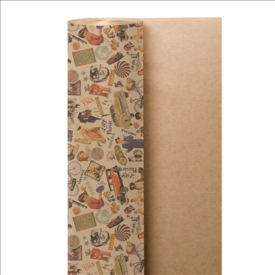 PAPIER CADEAUX 'VINTAGE' 60 G/M2 0,7x100 M NATUREL KRAFT VERGÉ (1 UNITÉ)