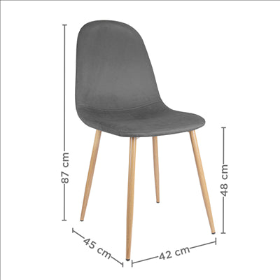 CHAISE 'SUPRA-TEK'  54x45x87 CM GRIS VELOURS (4 UNITÉS)