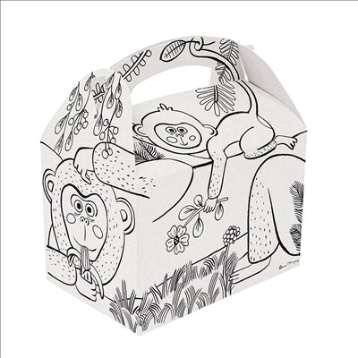 BOÎTES MENU ENFANT COLORIAGE  320 G/M2 15,50x10,50x17,50 CM BLANC CARTON (300 UNITÉS)