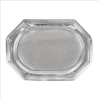 PLATEAUX DE LUXE OCTOGONAUX  34,5x24,5 CM ARGENTE PET (5 UNITÉS)