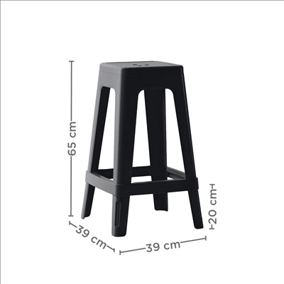 TABOURET EMPILABLE 'SUPRA-TEK'  39x39x65 CM NOIR PP (4 UNITÉS)
