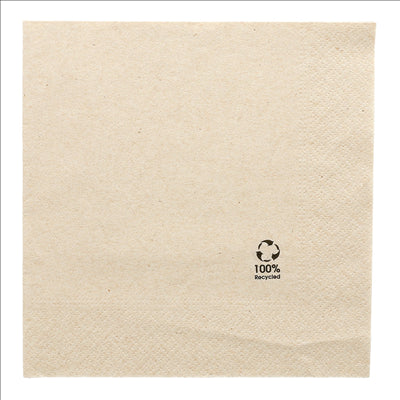 SERVIETTES ECOLABEL 2 PLIS  18 G/M2 20x20 CM NATUREL OUATE RECYCLÉE (4800 UNITÉS)