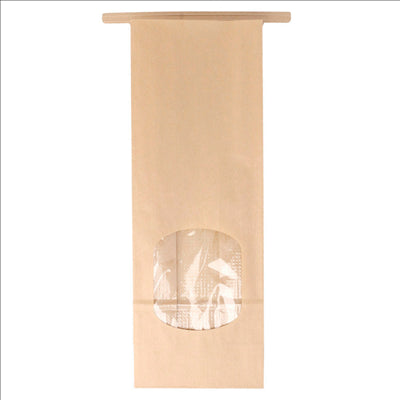 SACS SOS AUTO-FERMETURE AVEC FENÊTRE 1300 GR 60 G/M2 + 25µ OPP 9+6x25 CM NATUREL KRAFT (500 UNITÉS)