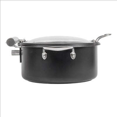 CHAFING DISH ROND AVEC FENÊTRE 4 L Ø 28x38,2x16,8 CM NOIR INOX + CRISTAL (1 UNITÉ)