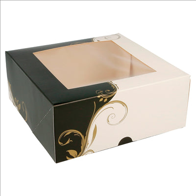 BOÎTES PATISSERIES AVEC FENÊTRE 'THEPACK CLASSIC' 250 G/M2 18x18x7,5 CM BLANC CARTON ONDULÉ NANO-MICRO (200 UNITÉS)