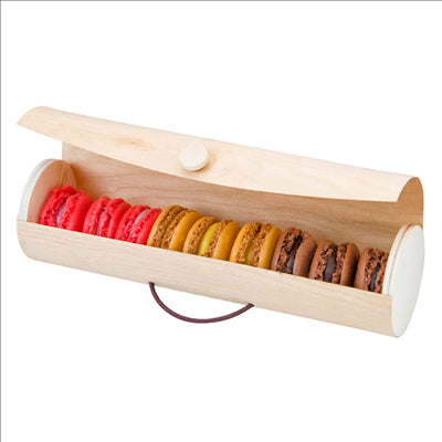 BOÎTES CYLINDRIQUES POUR 7/9 MACARONS  Ø 6x22,5 CM NATUREL BOIS (50 UNITÉS)