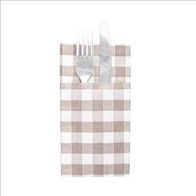 SERVIETTES KANGOUROU 'LIKE LINEN - VICHY' 70 G/M2 40x40 CM TAUPE SPUNLACE (700 UNITÉS)