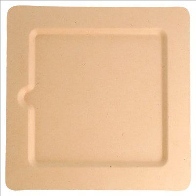 ASSIETTES CARRÉES 'BIONIC'  20x20x1 CM NATUREL BAGASSE (200 UNITÉS)