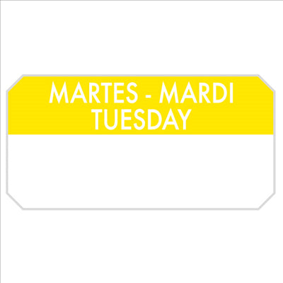 1000 U. ÉTIQUETTES ADHESIVES "MARDI"  5x2,5 CM JAUNE ADHESIF (1 UNITÉ)