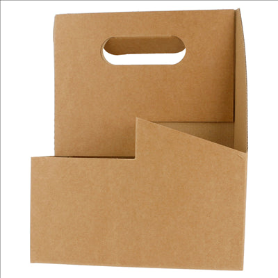 PORTE-GOBELETS, 4 GOBELETS  330 G/M2 18x18x24 CM NATUREL CARTON ONDULÉ MICROCANAL (200 UNITÉS)