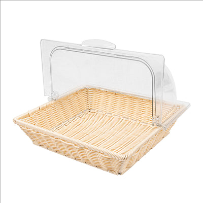 CORBEILLE SIMILAIRE OSIER AVEC COUPOLE  36x33,5x26 CM BEIGE PP (1 UNITÉ)