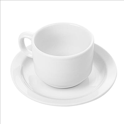 TASSES CAFÉ + SOUCOUPES 250 ML Ø8,8x6,5 CM BLANC PORCELAINE (12 UNITÉS)