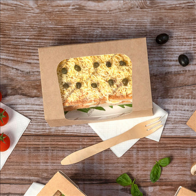 RÉCIPIENTS SUSHI+FÊNETRE ECO 'THEPACK' 220 G/M2 17,5x12x4,5 CM NATUREL CARTON ONDULÉ NANO-MICRO (400 UNITÉS)