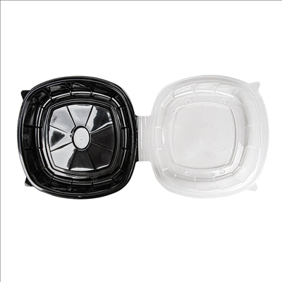 RÉCIPIENTS AVEC COUVERCLE CHARNIÈRE MICRO-ONDABLES 1370 ML 25,1x25,8x7,4 CM NOIR PP (100 UNITÉS)
