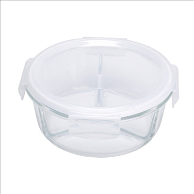 RÉCIPIENTS AVEC COUVERCLE 3 COMPARTIMENTS 'WAKI GLASS' 950 ML  Ø17,2/6,6x7,5CM TRANSPARENT VERRE (6 UNITÉS)
