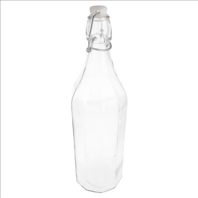 BOUTEILLE + FERMETURE CLIP 1 L Ø 8,5x32,5 CM TRANSPARENT VERRE (12 UNITÉS)