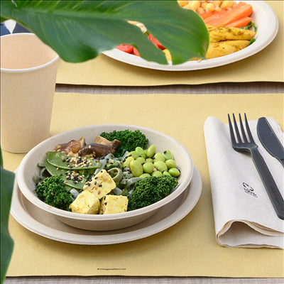 ASSIETTES CREUSES 'BIONIC' 680 ML Ø 19x4 CM NATUREL BAGASSE (1000 UNITÉS)