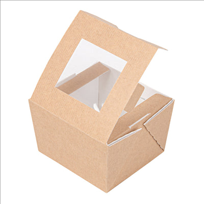 BOÎTES AVEC FENÊTRE 'THEPACK' 300 ML 220 G/M2 + OPP 8x7,5x5,5 CM NATUREL CARTON ONDULÉ NANO-MICRO (600 UNITÉS)