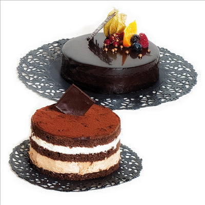 DENTELLES RONDES AJOURÉES  40 G/M2 Ø 19 CM NOIR PAPIER (250 UNITÉS)