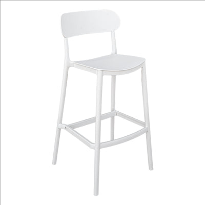 TABOURET HAUT AVEC DOSSIER 'SUPRA-TEK'  52x46x102 CM BLANC PP (4 UNITÉS)